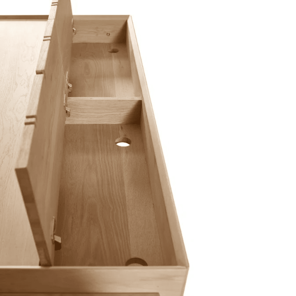 Offset Solid Oak Desk - Oak