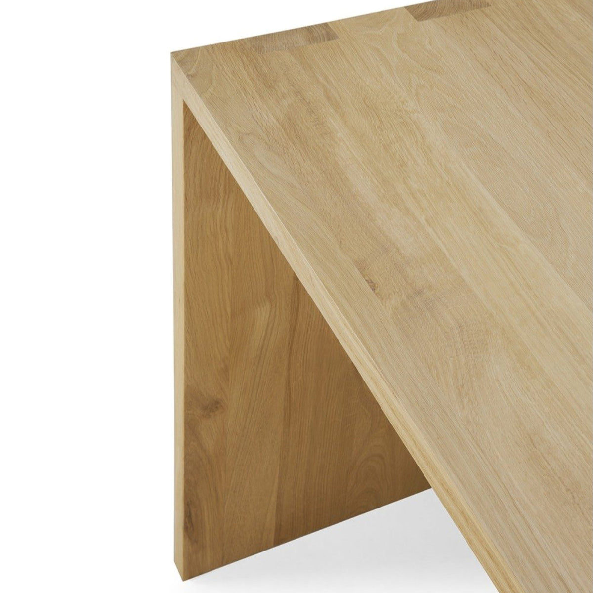 U Rectangular Desk with Cable Management - Varnished Oak