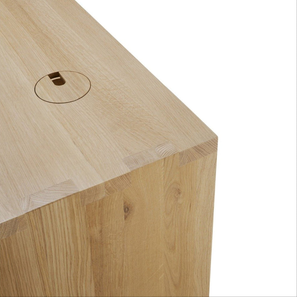 U Rectangular Desk with Cable Management - Varnished Oak