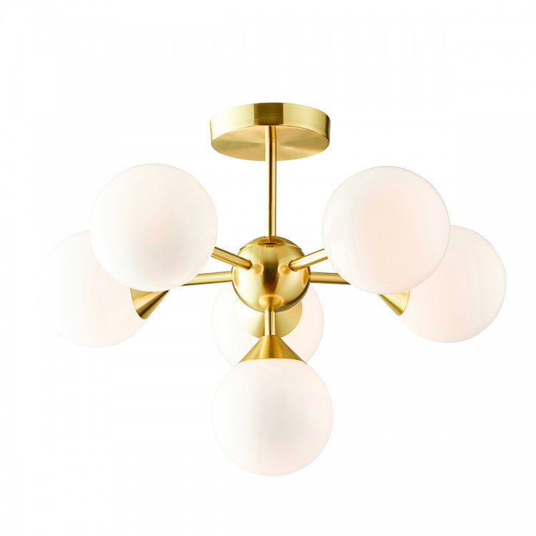 Opal 6 Light Ceiling Light - Gold