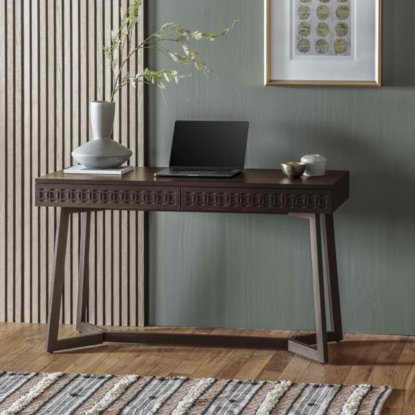 Boho Retreat 2 Drawer Desk - Brown