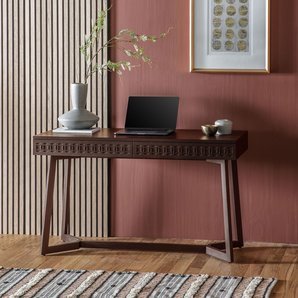 Boho Retreat 2 Drawer Desk - Brown