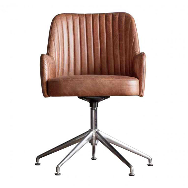 Curie Swivel Chair - Vintage Brown Leather