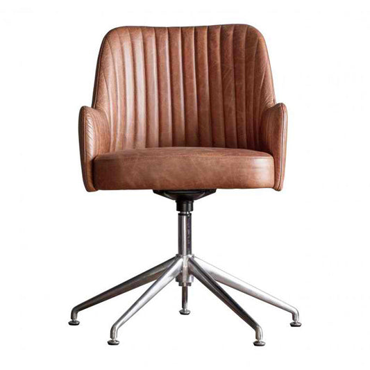 Curie Swivel Chair - Vintage Brown Leather