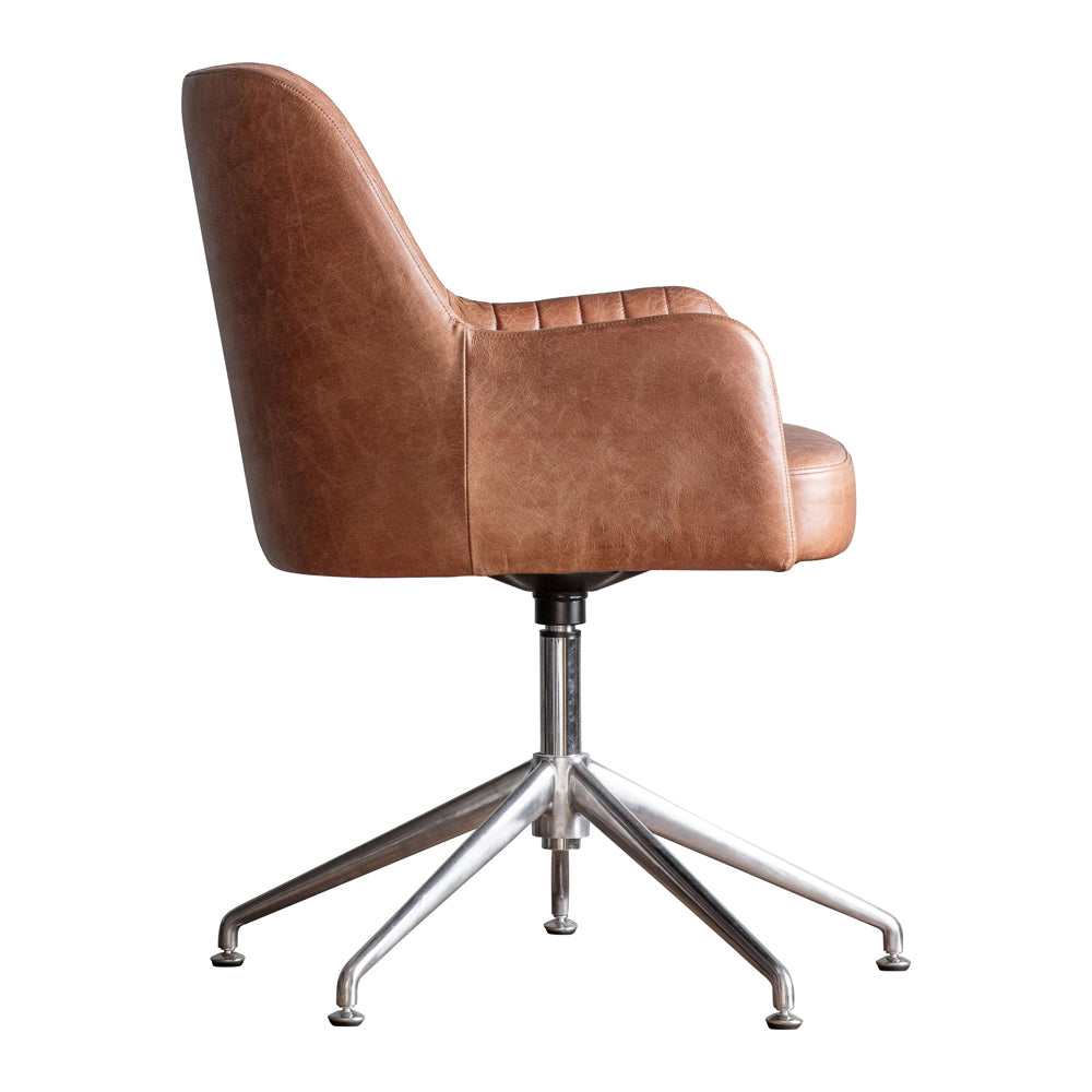 Curie Swivel Chair - Vintage Brown Leather