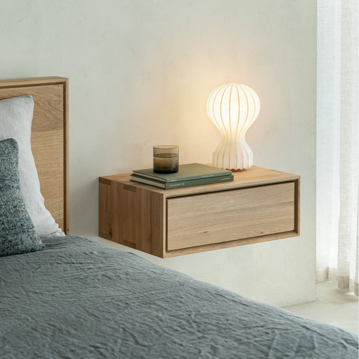 Nordic Ii 1 Drawer Hanging Bedside Table - Oak