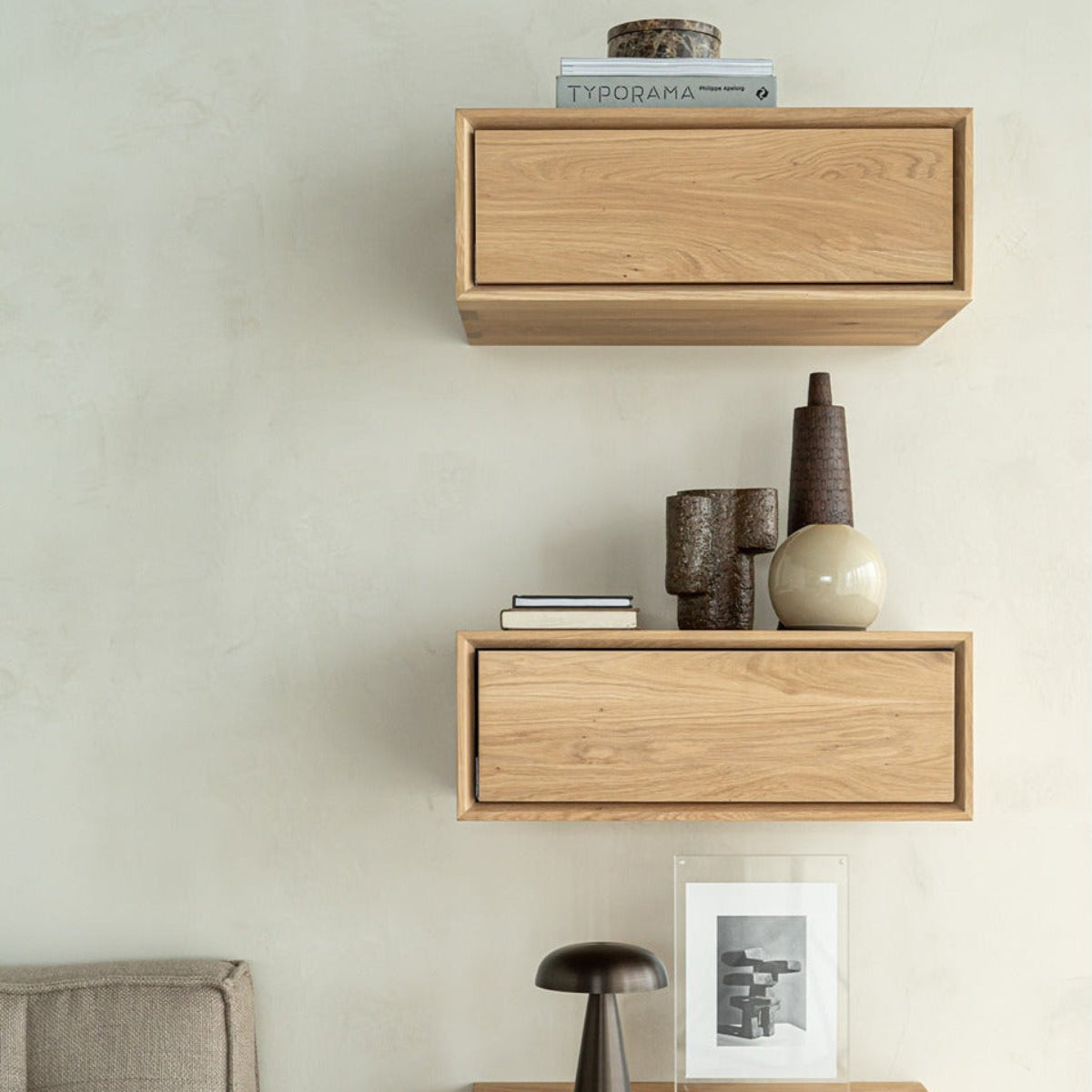 Nordic Ii 1 Drawer Hanging Bedside Table - Oak