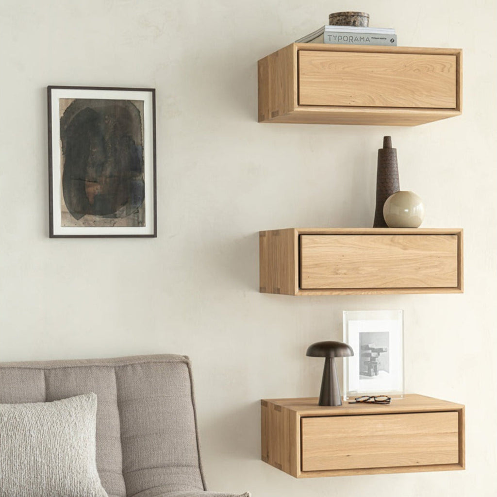 Nordic Ii 1 Drawer Hanging Bedside Table - Oak