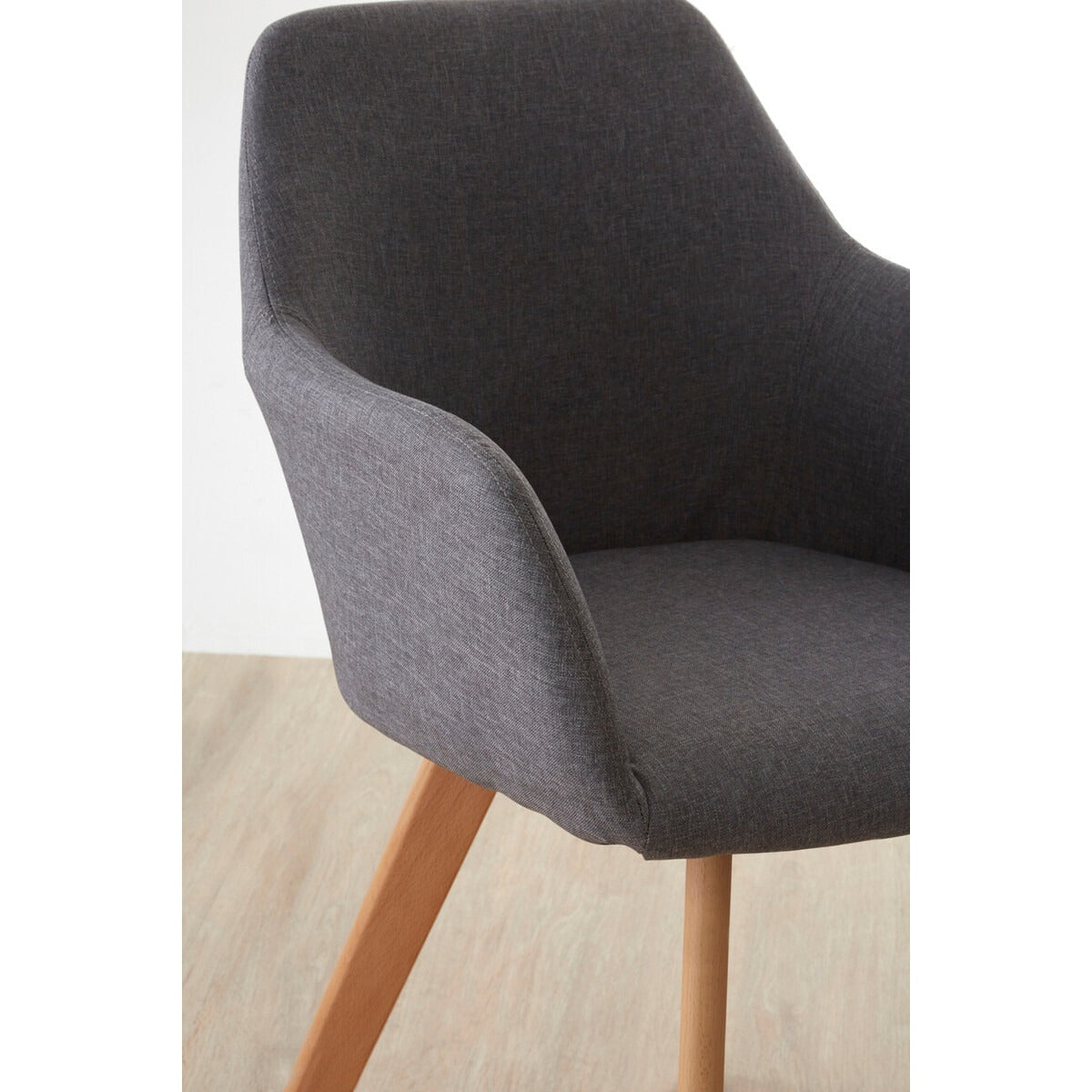Stockholm Fabric Chair - Grey & Wood Legs