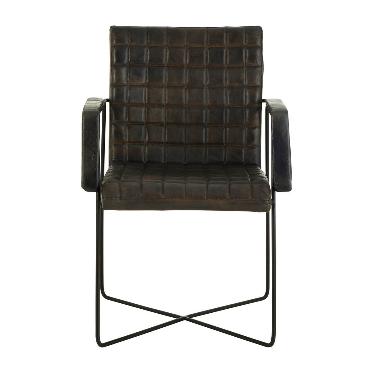 Buffalo Leather Weave Chair - Iron & Grey