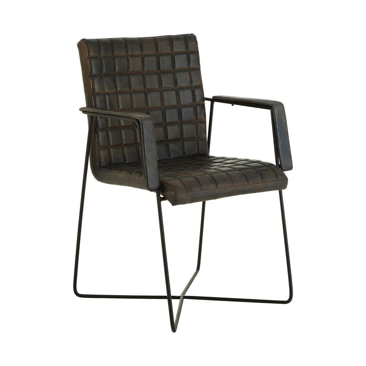 Buffalo Leather Weave Chair - Iron & Grey