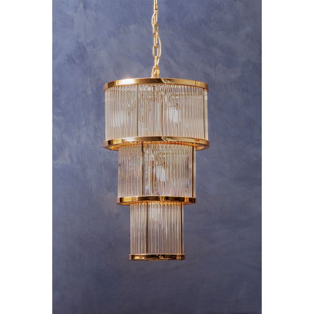 Salsa 3 Tier Drum Chandelier - Gold Finish