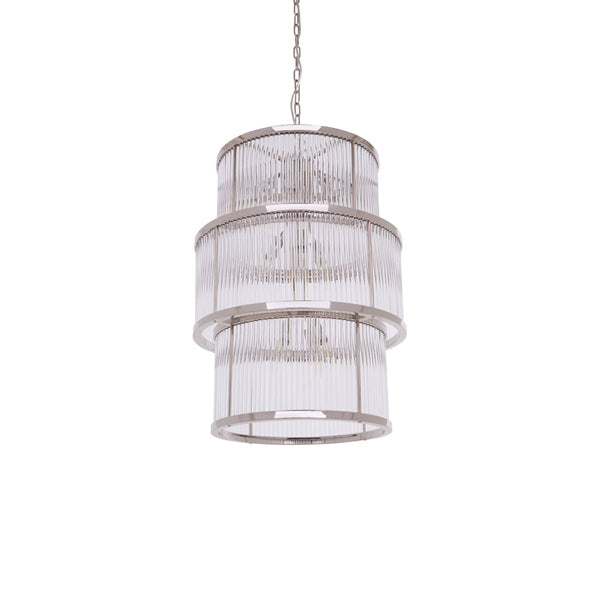 Salsa 3 Tier Drum Chandelier - Nickel Finish