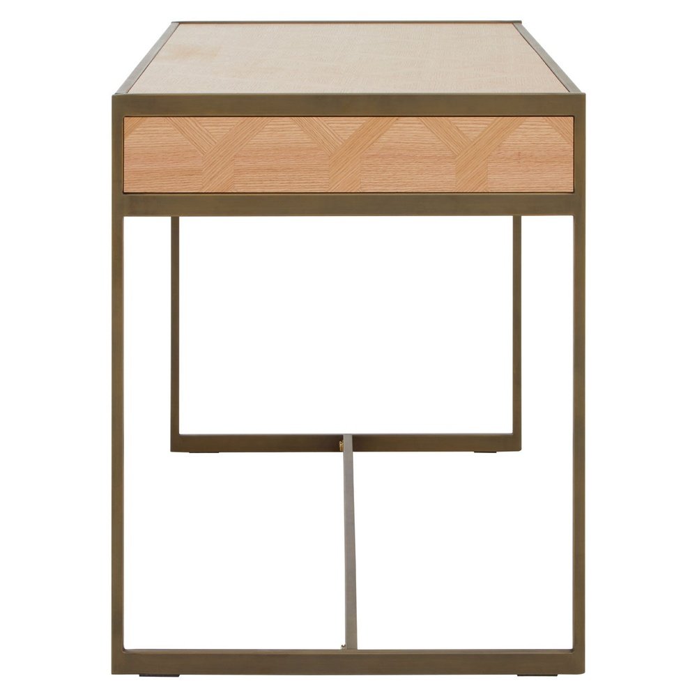 Grayson 2 Drawer Desk - Oak & Brushed Brass
