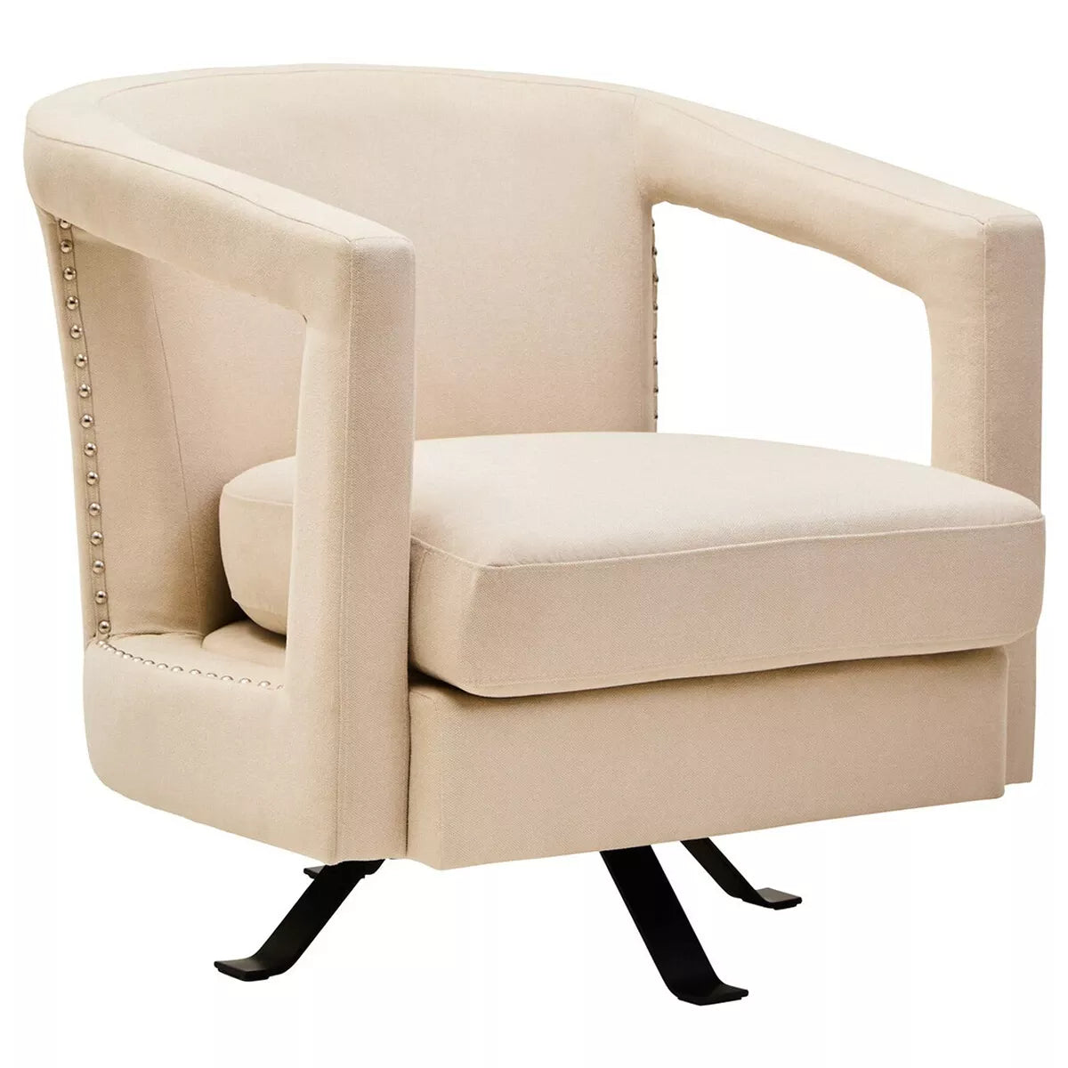 Hestia Velvet Swivel Chair - Beige