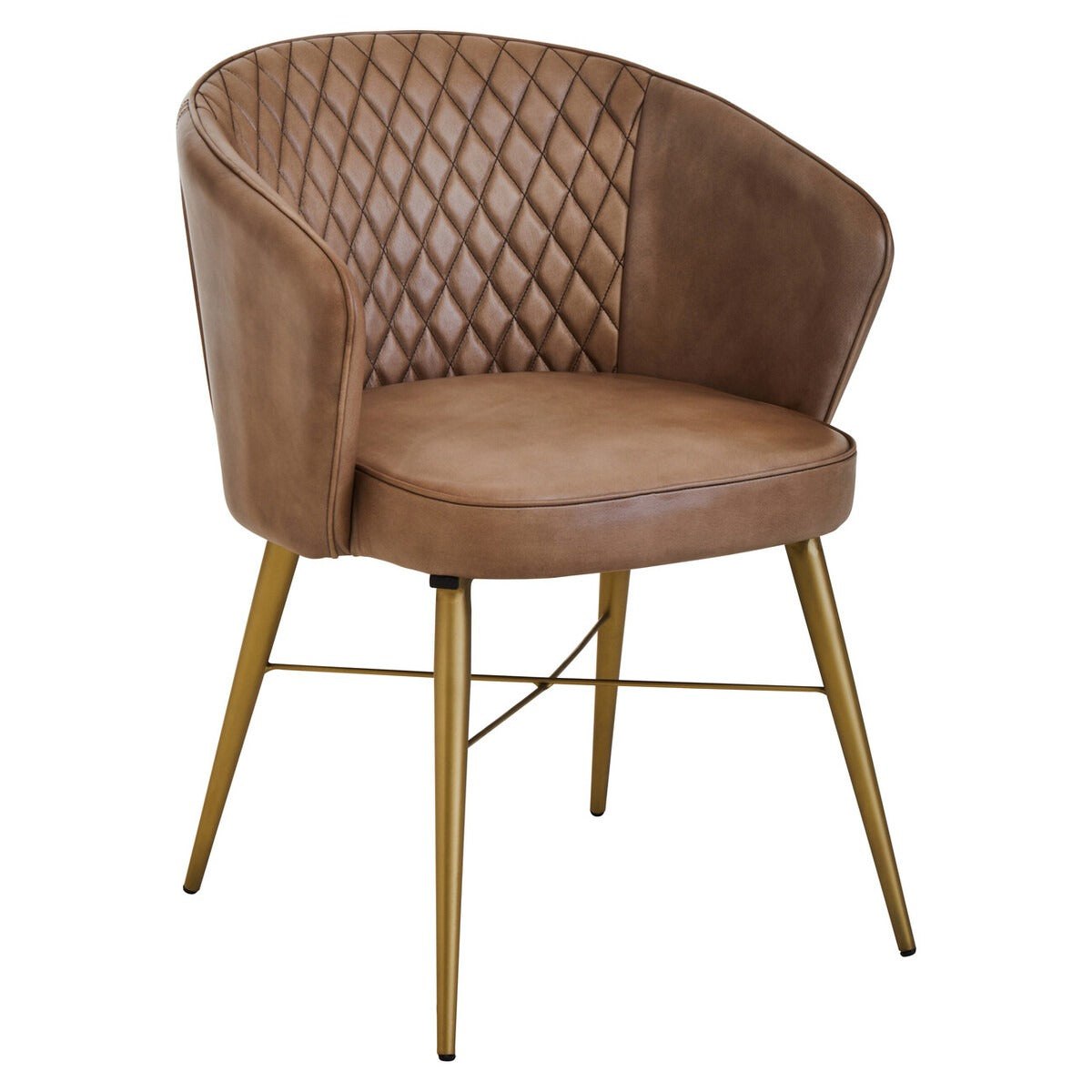 Buffalo Leather Chair with Gold Legs - Grey