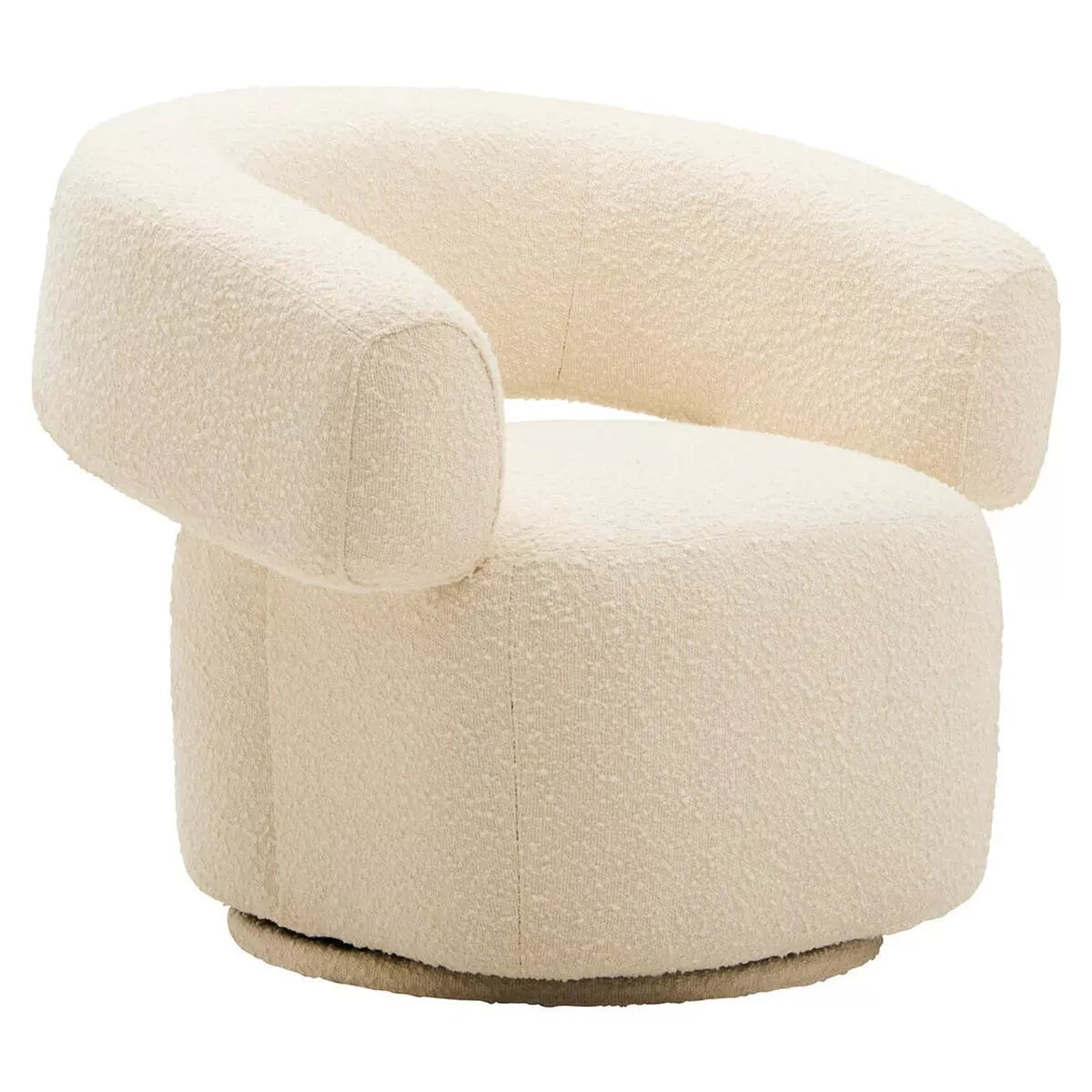 Oliveto Boucle Curved Revolving Armchair - Ivory