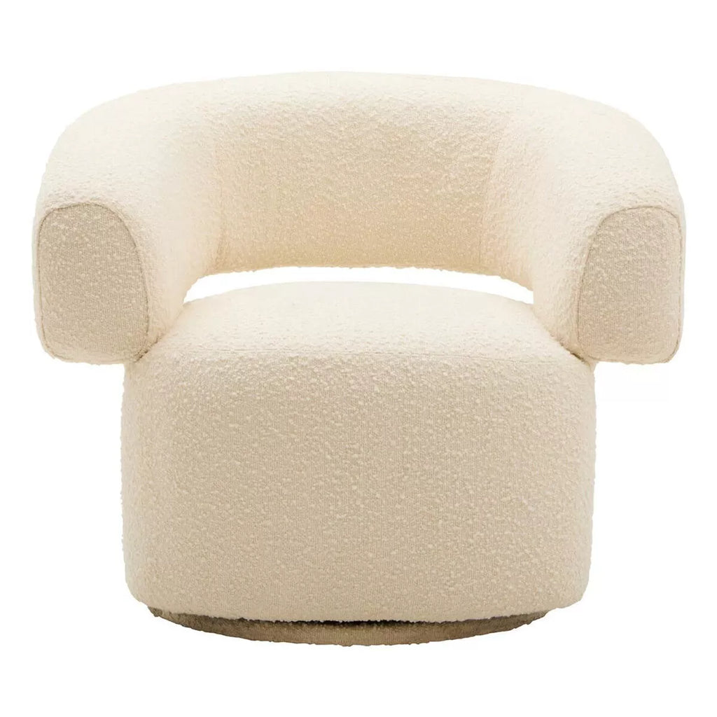 Oliveto Boucle Curved Revolving Armchair - Ivory