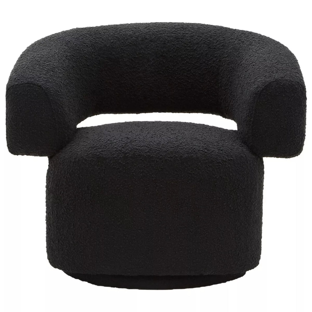 Oliveto Boucle Curved Revolving Armchair - Black