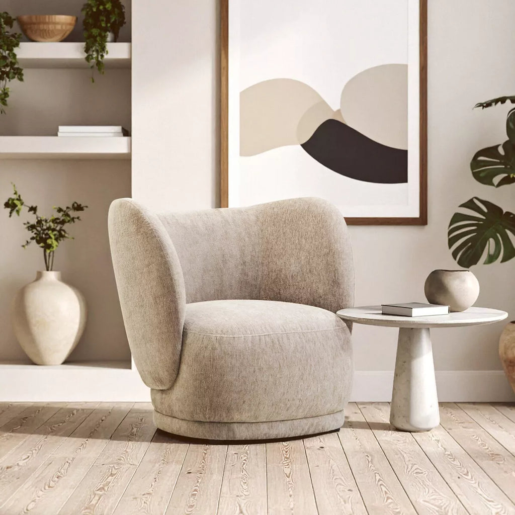 Delray Chenille Curved Chair - Deep Stone