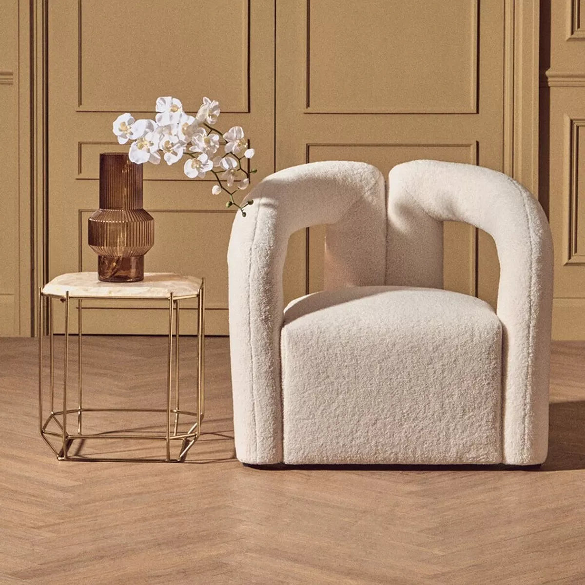Davina Boucle Statement Chair - Ivory