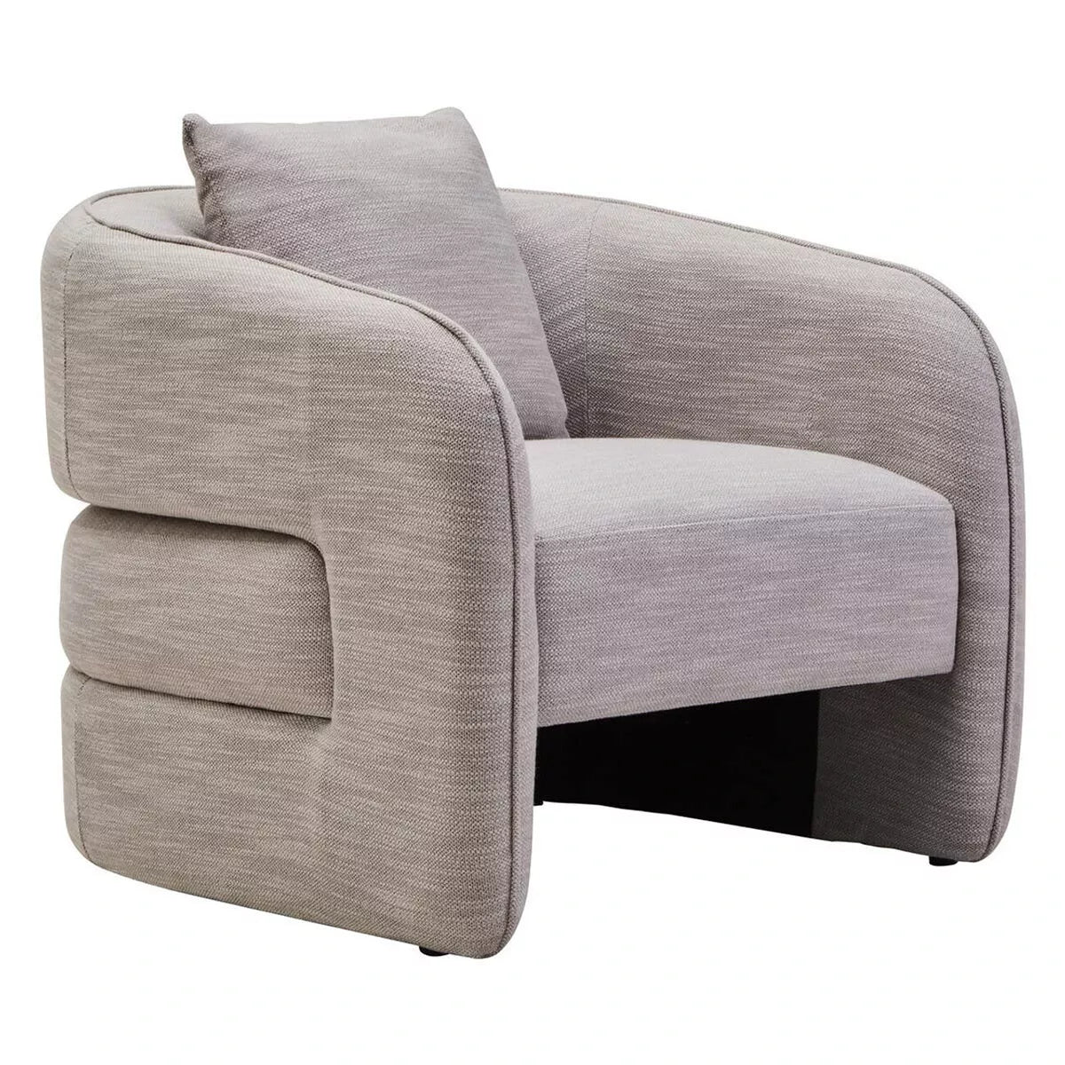 Bilani Linen Effect Curved Chair - Grey