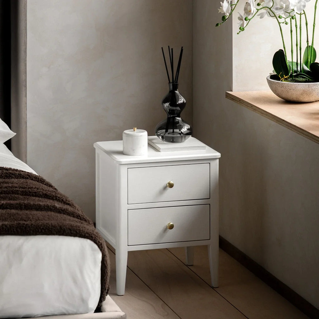 Acton 2 Drawer Bedside Table - White