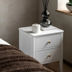 Acton 2 Drawer Bedside Table - White