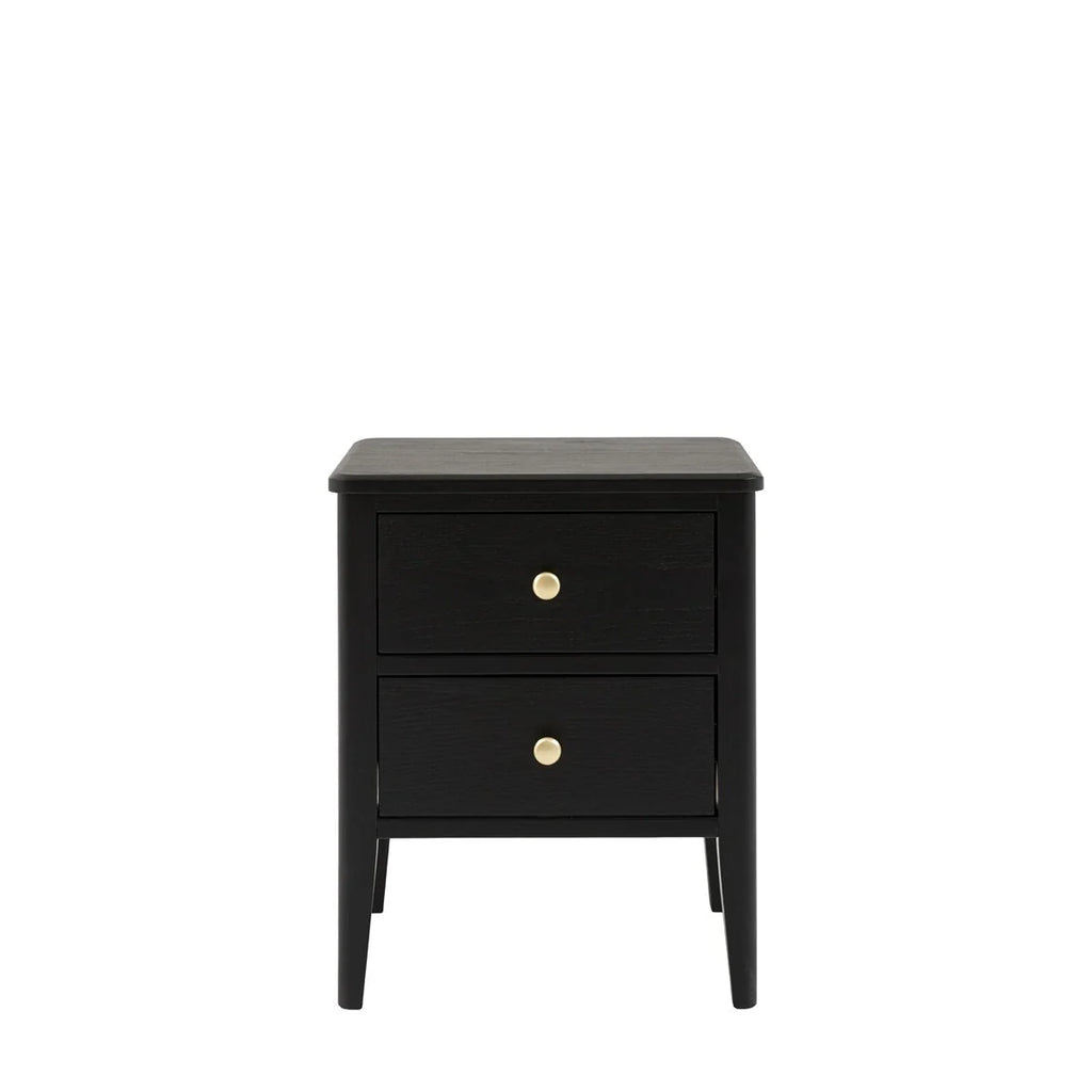 Acton 2 Drawer Bedside Table - Black