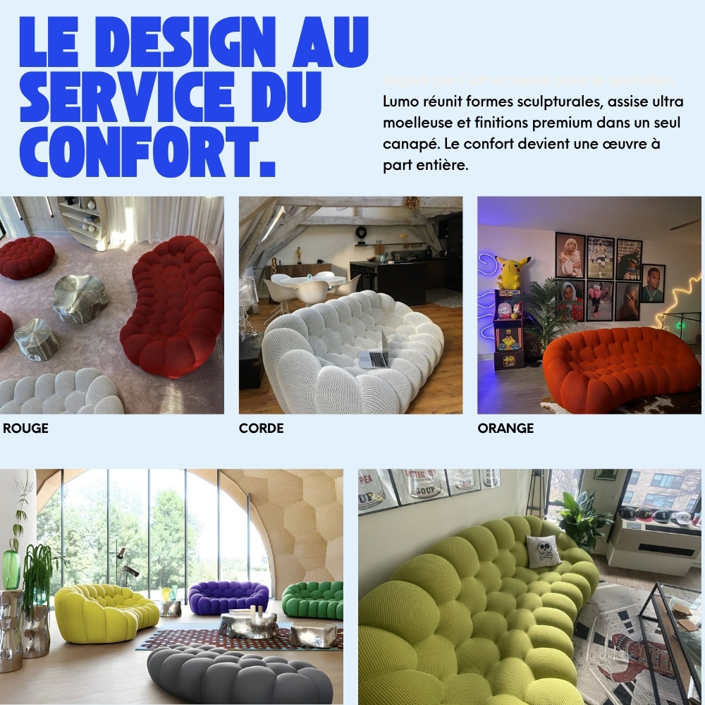 Compressed Bubble Sofa by Lumo in Vibrant Orange: Space-Saving Design