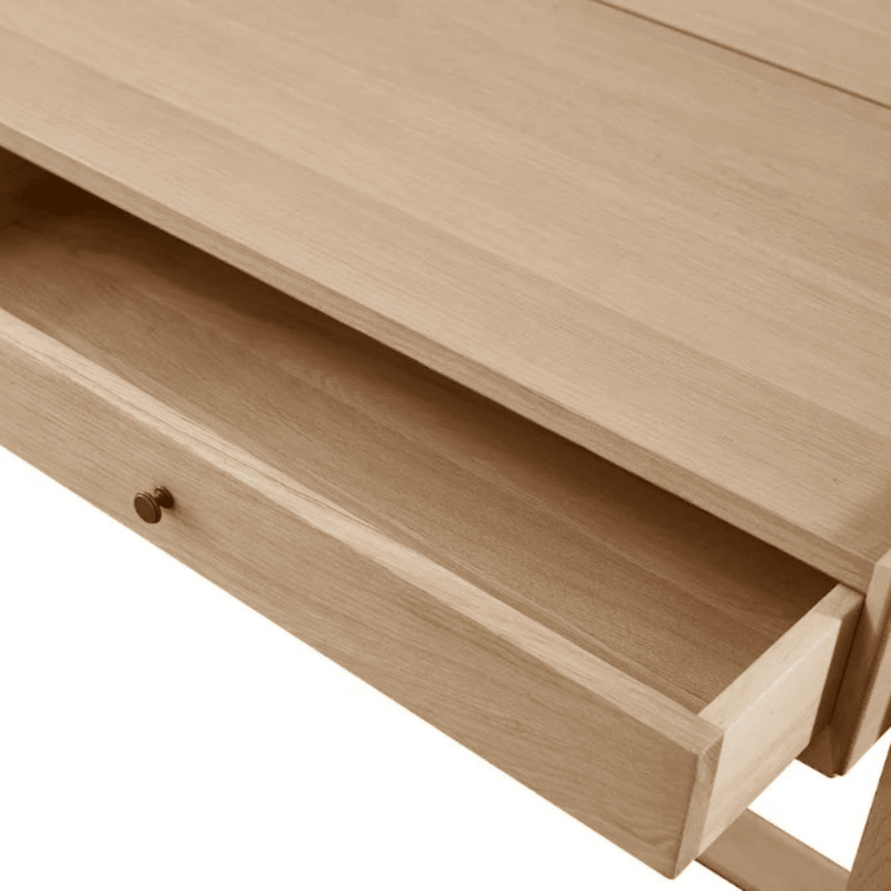 Offset Solid Oak Desk - Oak