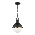 Hanks One Light Mini Pendant - Midnight Black with White Glass