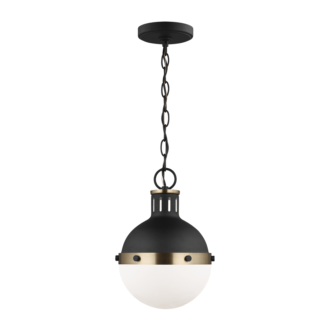 Hanks One Light Mini Pendant - Midnight Black with White Glass