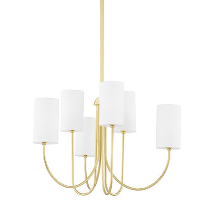 0 6 Light Chandelier - Aged Brass