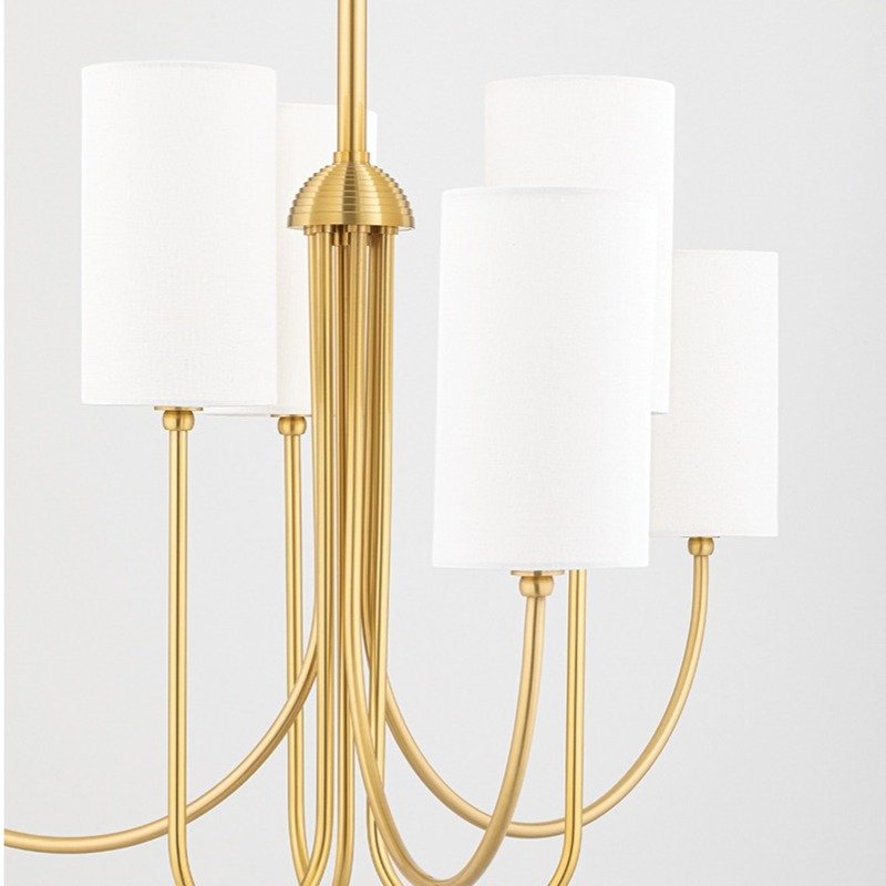 0 6 Light Chandelier - Aged Brass