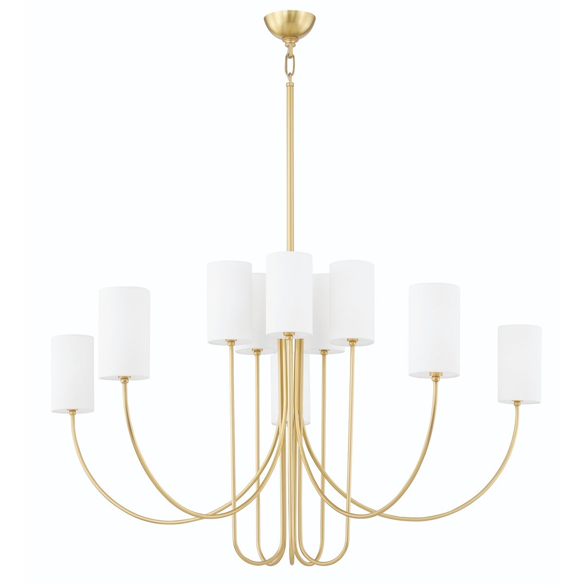 0 10 Light Chandelier - Aged Brass