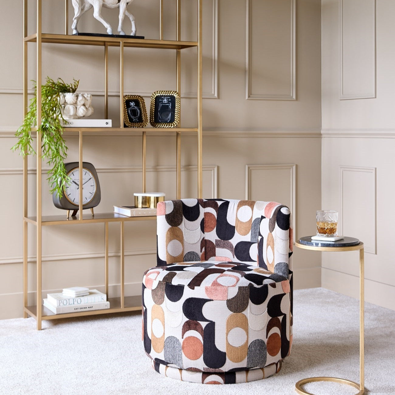 Portico Belgian Velvet Swivel Chair