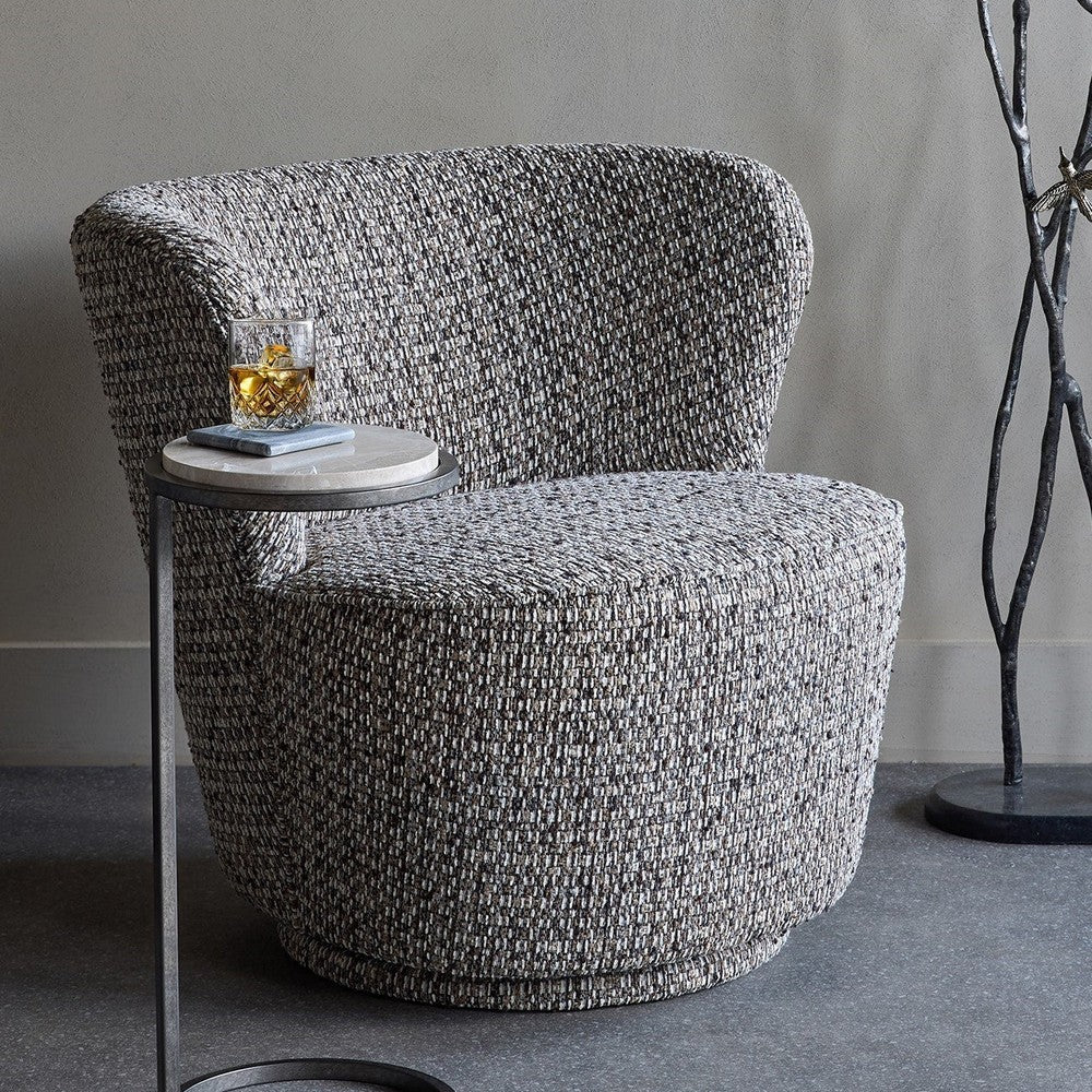 Roehampton Textured Slub Swivel Chair - Mocha