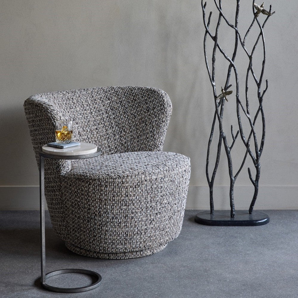 Roehampton Textured Slub Swivel Chair - Mocha