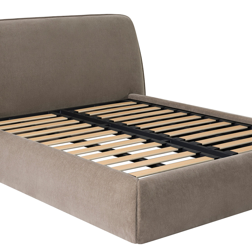 Darley Upholstered King Sized Bed Frame - Soft Brown