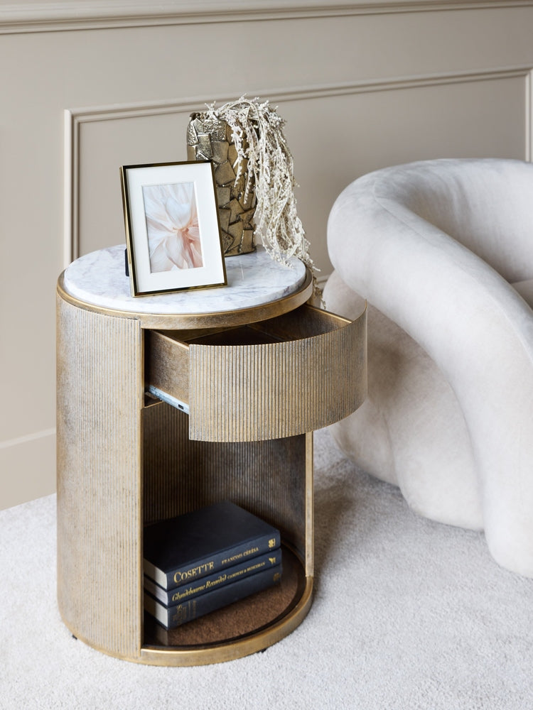 Belvedere Bedside Table - Aged Gold