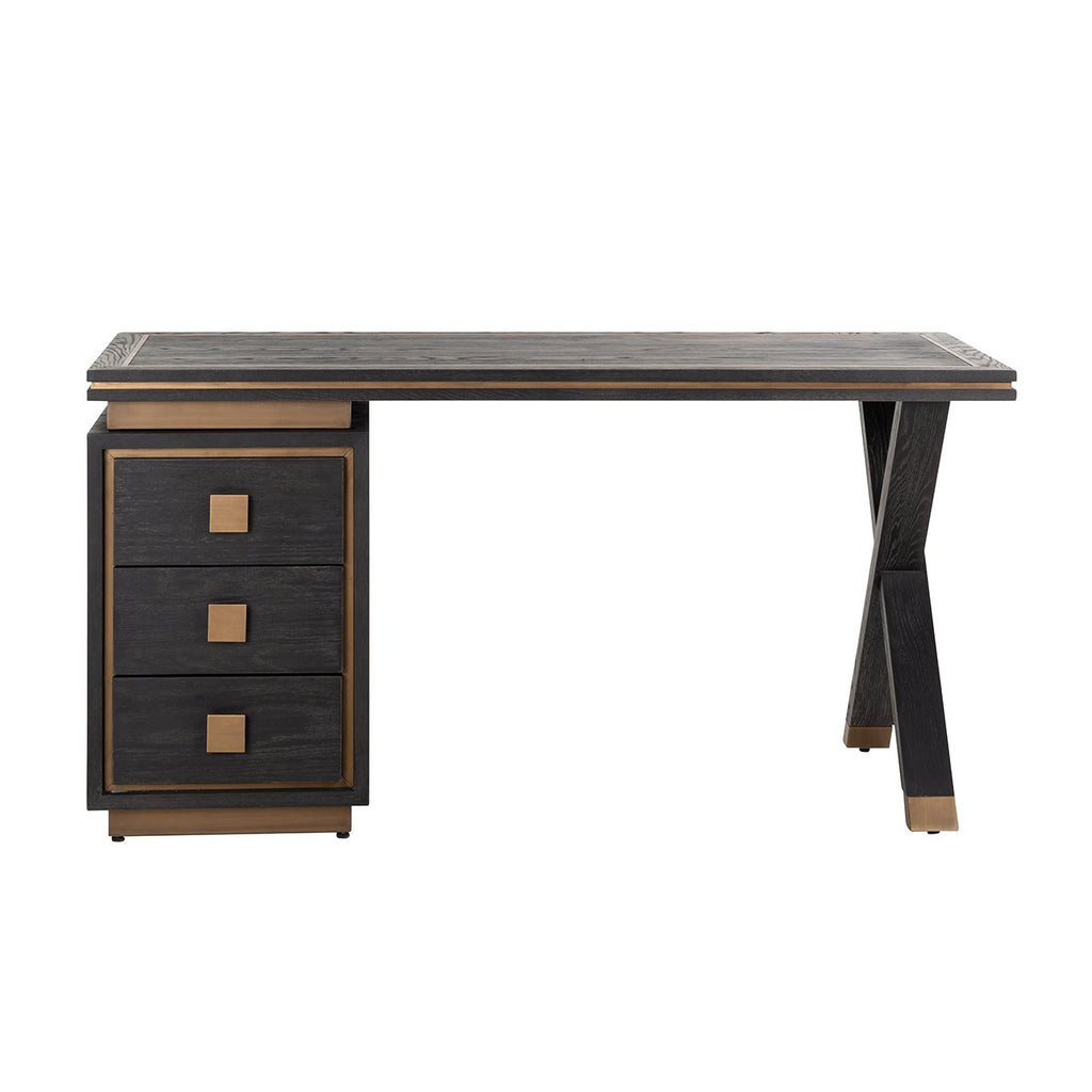Hunter 3 Drawer Desk - Black
