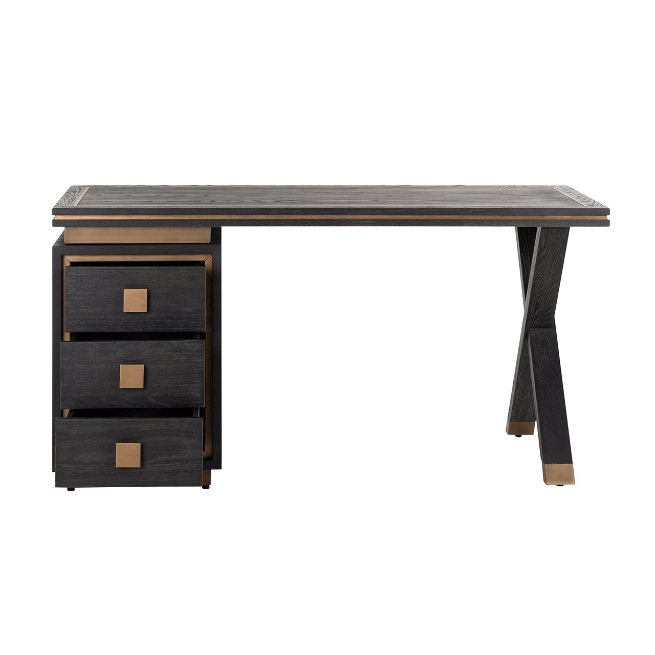Hunter 3 Drawer Desk - Black