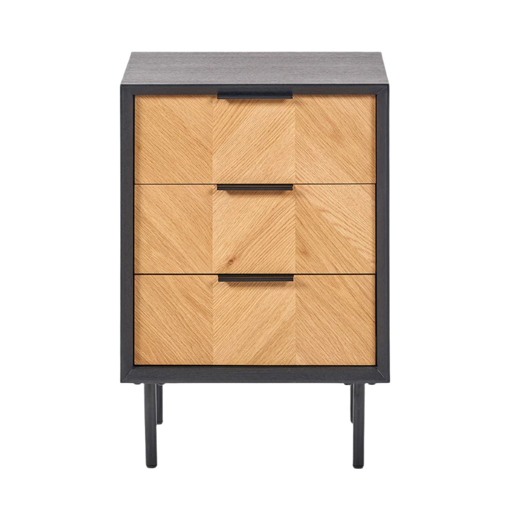 Haro Chest of Drawers - Black & Natural Chevron Oak & Pine Wood