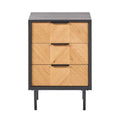 Haro Chest of Drawers - Black & Natural Chevron Oak & Pine Wood