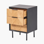 Haro Chest of Drawers - Black & Natural Chevron Oak & Pine Wood