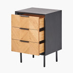 Haro Chest of Drawers - Black & Natural Chevron Oak & Pine Wood