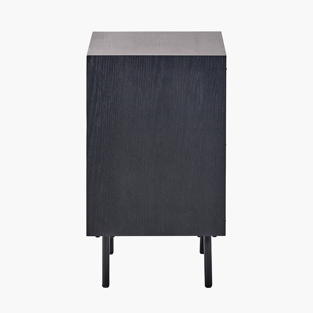 Haro Chest of Drawers - Black & Natural Chevron Oak & Pine Wood