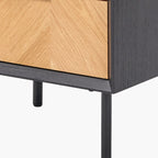 Haro Chest of Drawers - Black & Natural Chevron Oak & Pine Wood