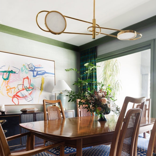 Jervis 2 Light Pendant Light - Aged Brass & Off White